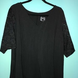 Denim & Co. Lace Sleeve Tunic VNeck 2X QVC